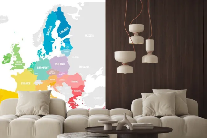 Naklejka: Colorful vector map of eu, european union, member states
