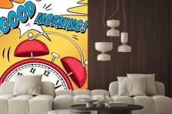 Naklejka: Comic ilustracji z budzikiem w stylu pop