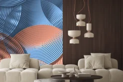 Naklejka: Cosmetic background for product presentation. blue and nude circular