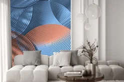 Naklejka: Cosmetic background for product presentation. blue and nude circular