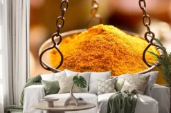 Naklejka: Curry przyprawy wagach miski