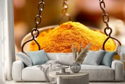 Naklejka: Curry przyprawy wagach miski