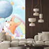 Naklejka: Cute fox hanging from a balloons baby shower character