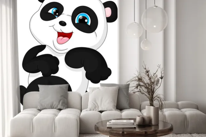 Naklejka: Cute funny baby panda
