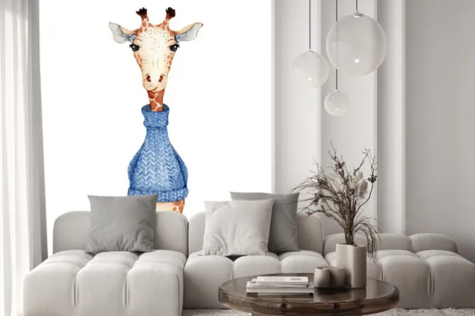 Naklejka: Cute giraffe cartoon watercolor illustration animal