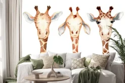 Naklejka: Cute giraffe cartoon watercolor illustration animal set