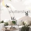 Naklejka: Cute pandas playing kids room wallpaper design