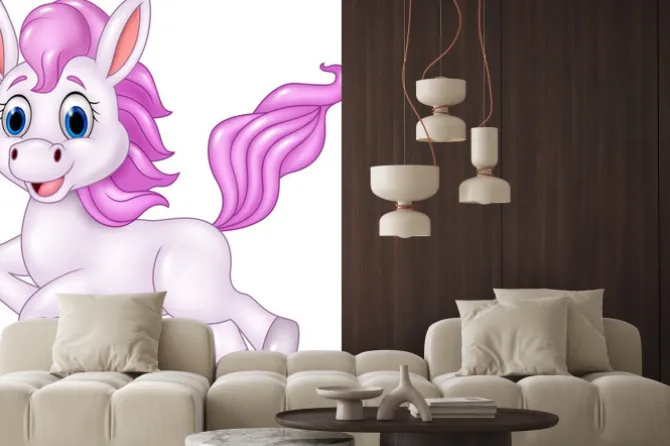 Naklejka: Cute pony konia z systemem odizolowane na białym tle