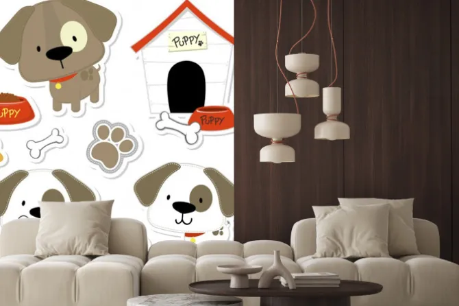 Naklejka: Cute puppy na vector collection notatniku