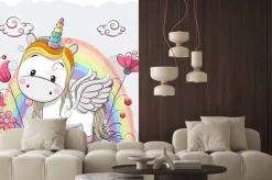 Naklejka: Cute unicorn cartoon na łące