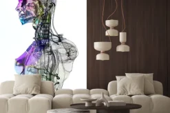 Naklejka: Cyborg, robot, androide volto, 3d, informatica, komputer