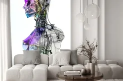 Naklejka: Cyborg, robot, androide volto, 3d, informatica, komputer