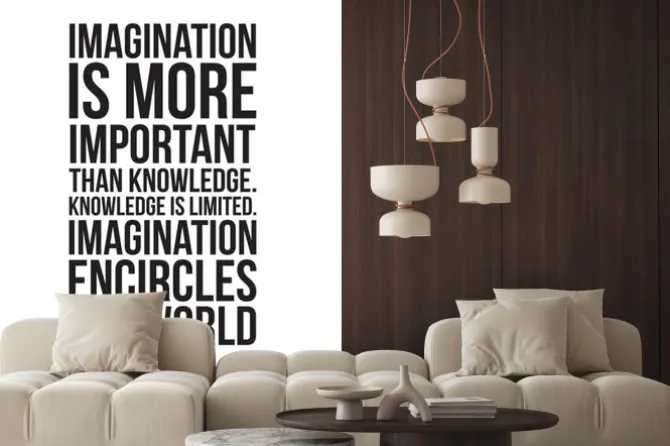 Naklejka: Cytat einsteina w czarnej typografii