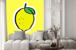 Naklejka: Cytryna na żółtym tle