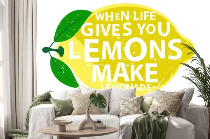 Naklejka: Cytryna z motywującym napisem