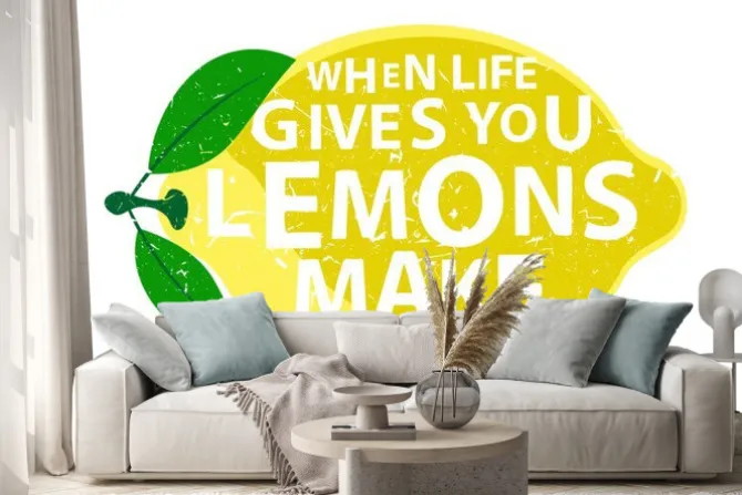 Naklejka: Cytryna z motywującym napisem