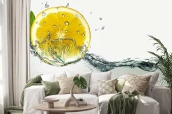 Naklejka: Cytryny i bryzgami wody.