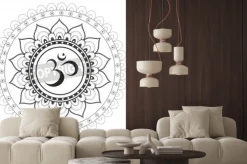 Naklejka: Czarna mandala na białym tle