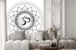 Naklejka: Czarna mandala na białym tle