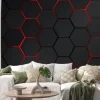 Naklejka: Czarne heksagony z efektem czerwonego podświetlenia