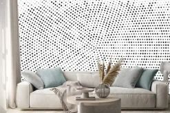 Naklejka: Czarne kropki na białym tle tworzące złudzenie optyczne