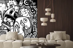 Naklejka: Czarno biały rysunek z komiksu