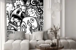 Naklejka: Czarno biały rysunek z komiksu