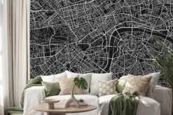 Naklejka: Czarno-biała mapa miasta londynu z dobrze zorganizowane oddzielne