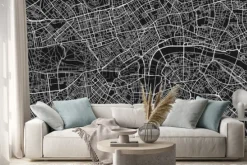 Naklejka: Czarno-biała mapa miasta londynu z dobrze zorganizowane oddzielne