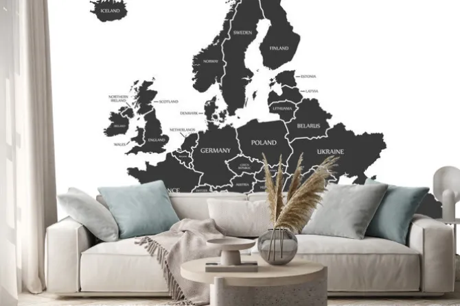 Naklejka: Czarno-biała mapa europy