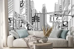 Naklejka: Czarno-biała ulica nowego jorku