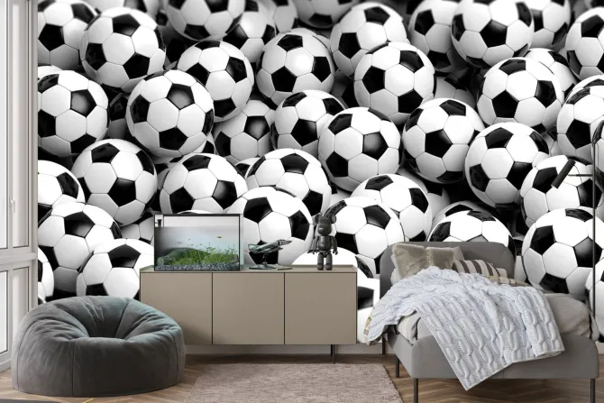 Naklejka: Czarno-białe piłki nożne