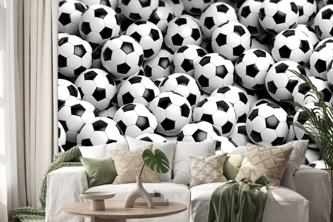 Naklejka: Czarno-białe piłki nożne