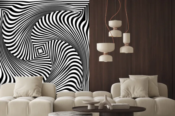 Naklejka: Czarno-białe tło opt art