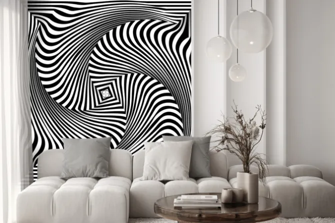 Naklejka: Czarno-białe tło opt art