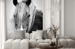 Naklejka: Czarno-biały portret konia