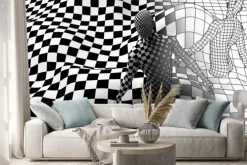 Naklejka: Czarny biały kratkę jednego końca