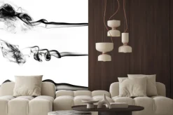 Naklejka: Czarny kolekcja dymu na białym tle