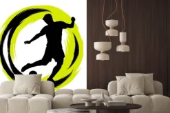 Naklejka: Czarny kształt piłkarza na abstrakcyjnym tle