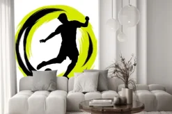 Naklejka: Czarny kształt piłkarza na abstrakcyjnym tle