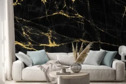 Naklejka: Czarny marmur ze złotymi zdobieniami