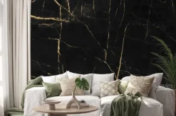 Naklejka: Czarny marmur ze złotymi akcentami