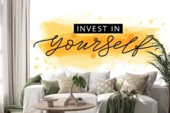 Naklejka: Czarny motywacyjny napis na żółtym tle