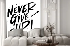 Naklejka: Czarny napis na białym tle never give up
