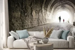 Naklejka: Czarny tunel, matka i córka cienie