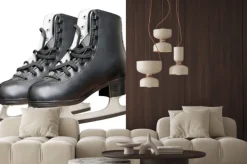 Naklejka: Czarny łyżwy na białym tle