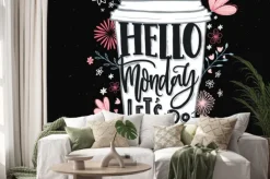 Naklejka: Cześć, poniedziałek, zróbmy to. zabawny cytat motywacyjny o rozpoczęciu