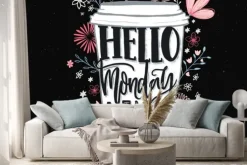 Naklejka: Cześć, poniedziałek, zróbmy to. zabawny cytat motywacyjny o rozpoczęciu