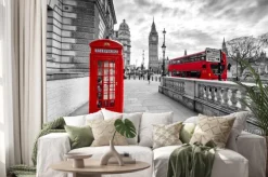 Naklejka: Czerwona budka telefoniczna i autobus londyn