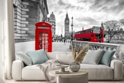 Naklejka: Czerwona budka telefoniczna i autobus londyn